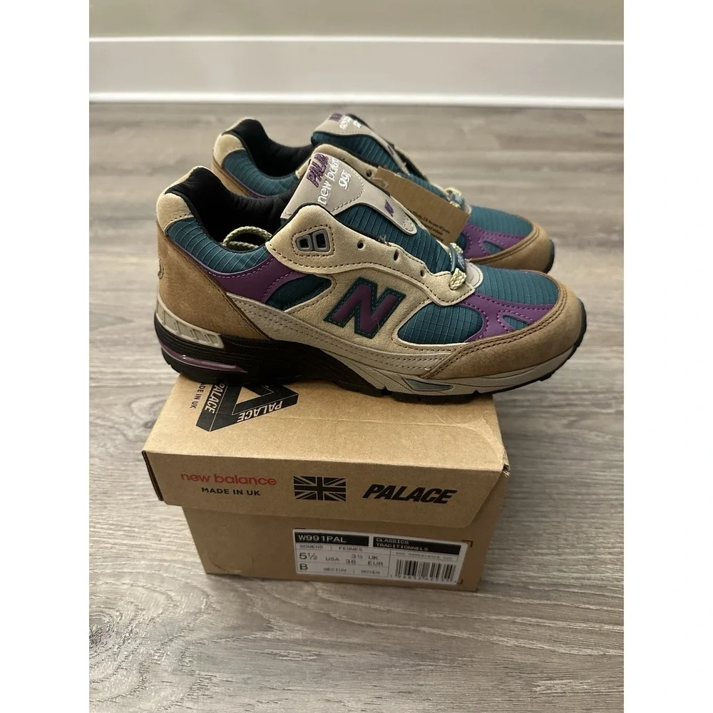 Size 5.5 - New Balance Palace x 991 Made in England Taos Taupe Grape W